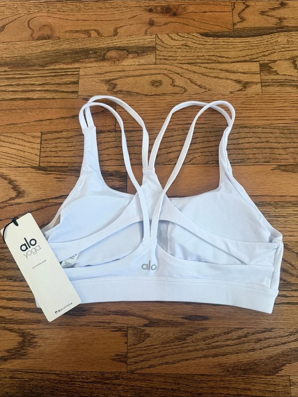 ALO Yoga White Double-Strap Sports Bra